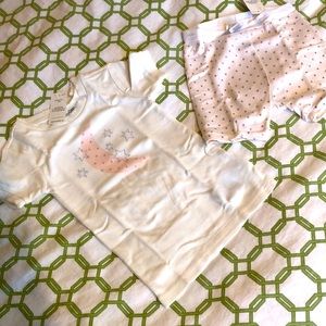 Baby Gap Organic 🌙 💫 Moon & Stars Dot Pajamas size 3 Pink & White